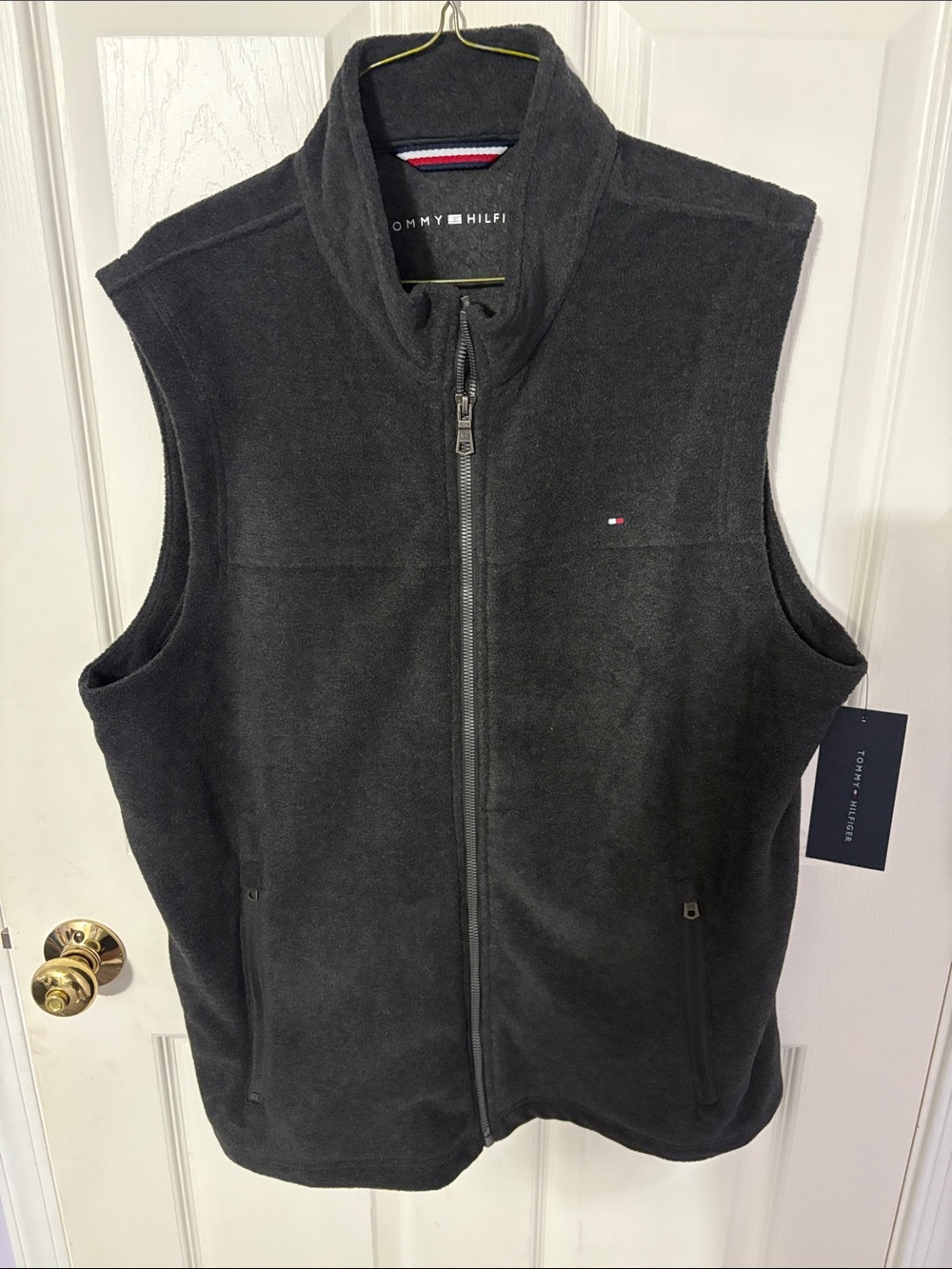 Tommy Hilfiger Men's Black Fleece Zip Vest